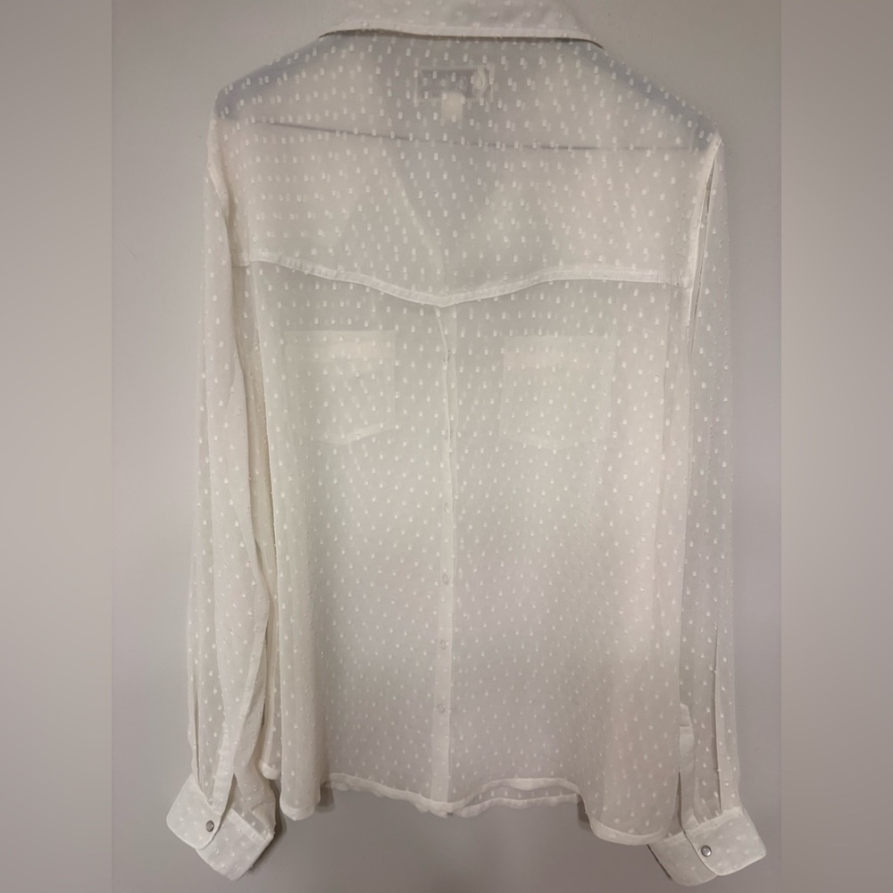 OUTBACK White Sheer Button-Up Blouse - Picture 2 of 5